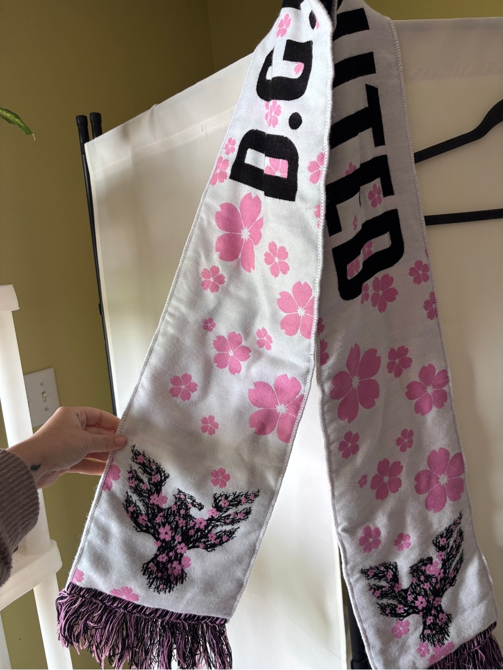 DC United Floral Pink & White Scarf with Bird Motif